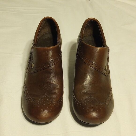 Brown Leather Born Heeled Clogs - Picture 2 of 10